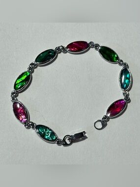 Rainbow Abalone Shell Bracelet Y2K Gyaru McBling Mermaidcore Fairycore Beachwear